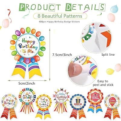 Nezyo 400 Pieces Birthday Stickers for Kids Birthday Badge India | Ubuy
