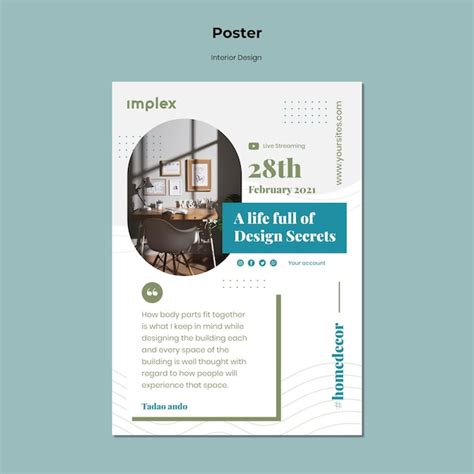 Interior design poster template | Free PSD