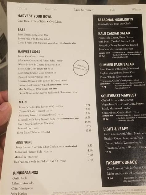 Carta del restaurante Naked Farmer, Tampa, Water St