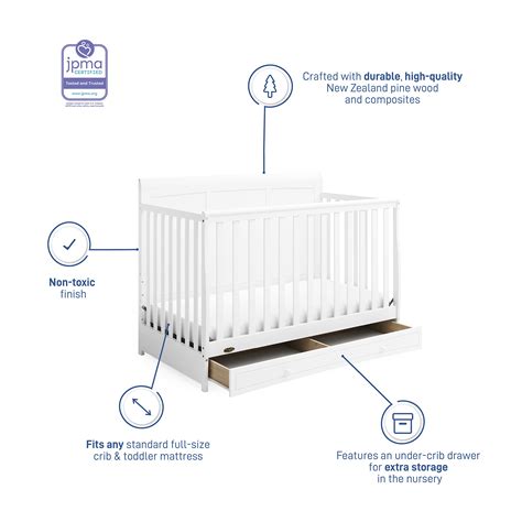 Buy Graco Asheville 5-in-1 Convertible Crib with Drawer (White ...