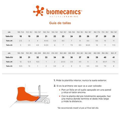 Guía de tallas - Biomecanics Ecuador