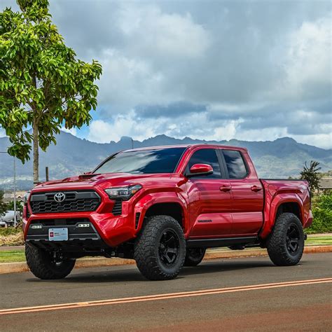 Lifted Toyota Tacoma TRD Sport Dressed in Supersonic Red Feels Spot On With Black Wheels ...