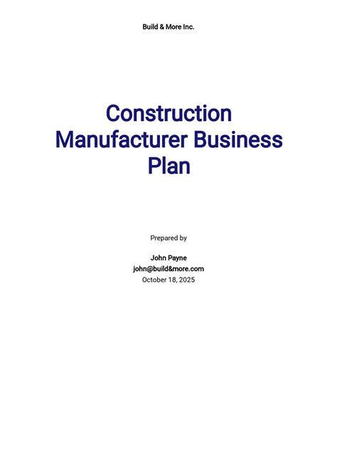 Free Construction Company Business Plan Template