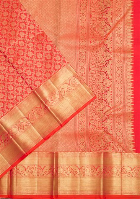 Buy Orange Zariwork Pure Silk Saree - Koskii