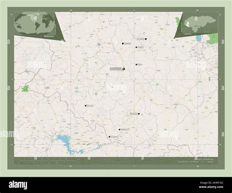 Lempira, department of Honduras. Open Street Map. Locations and names ...