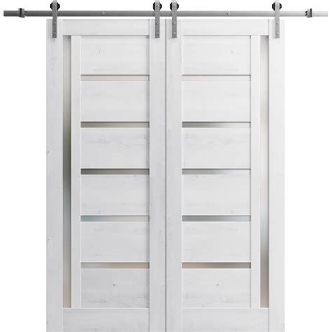 Sturdy Double Barn Door 64 x 80 inches | Quadro 4088 Nordic White with ...