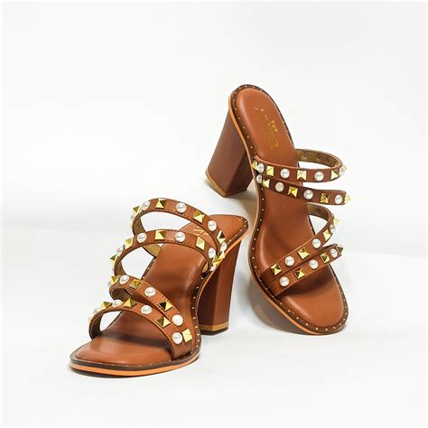 Studs & Pearls Strappy Block Heels – THE ALTER