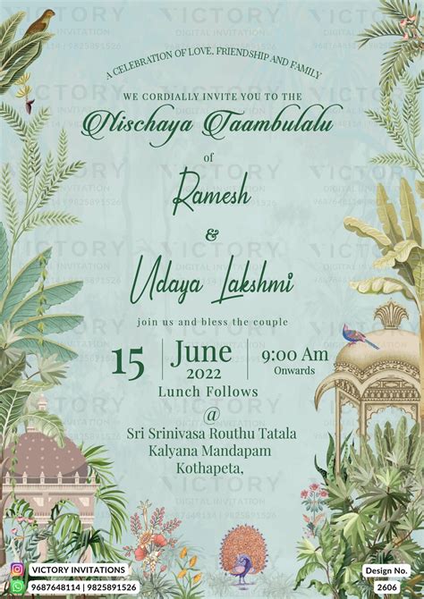 Nichayathartham Engagement invitation card in English language with le ...