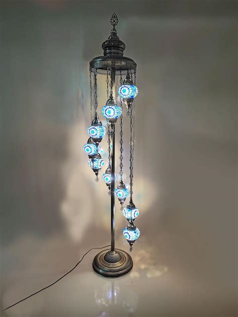 Angora Mert 9 Globe Standing Turkish Floor Lamp - Blue | 100% Handmade ...