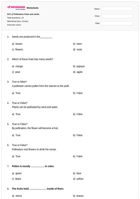 50+ Pollination worksheets for Class 4 on Wayground | Free & Printable