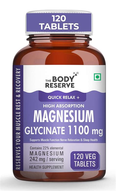 The Body Reserve Magnesium Glycinate Supplement - 120 Veg Tablets ...