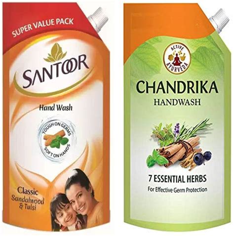 Santoor CLASSIC Handwash & CHANDRIKAA HANDWASH 750ml Each Hand Wash ...