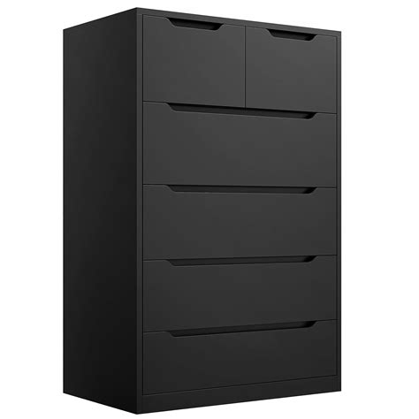 "EnHomee Black Tall Dresser, 6 Drawer Wood Chest, 43.3""H x 27.5""L x ...