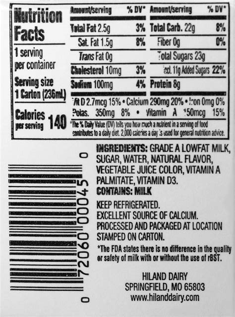 1 Percent Milk Nutrition Facts