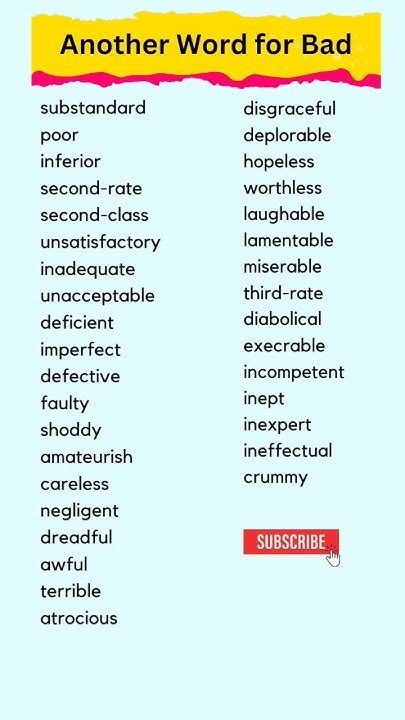 Synonyms Of Bad | Another Word For Bad #shorts #englishspeaking - YouTube