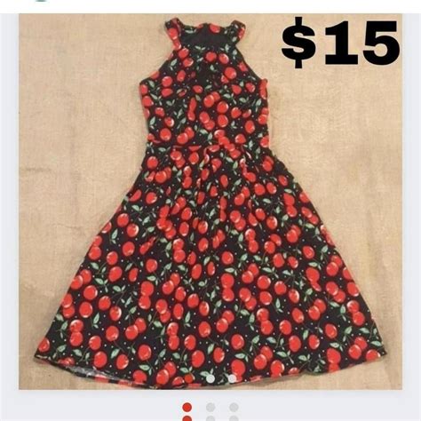 Size 8 Dress Cherry 50s Retro Fit n Flare Dress Sale... - Depop