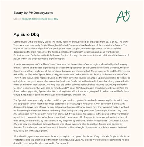 Ap Euro Dbq Example - PHDessay.com