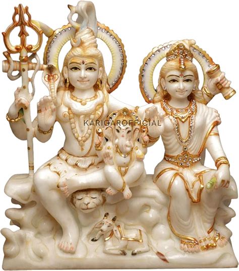 KARIGAROFFICIAL Shiva Parvati Ganesh Statue, Shiv Parivar Murti India ...