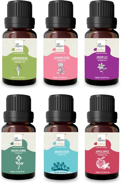AIR-ROMA Aroma Diffuser Oil Combo of 6 (Lemon Grass, Japanese Rose ...
