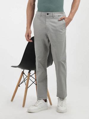 Buy Calvin Klein Grey Slim Fit Solid Mid Rise Trouser (28) Online