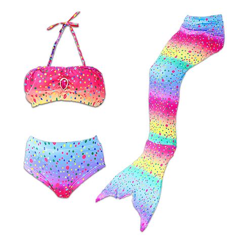 Girls Mermaid Tail Swimming Wear Princess Bikini 3pcs Set Costume ...