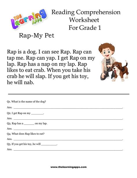 Grade 1 Reading Worksheet