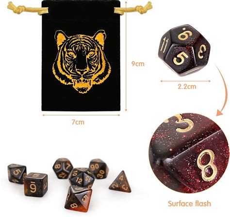 Buy Naler 42 Pcs(6 Sets) Polyhedral Dice with Gold Pattern Drawstring ...