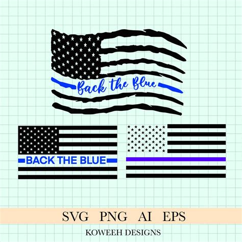 Back the Blue Flag Svg Thin Blue Line Flag Svg Police Flag - Etsy
