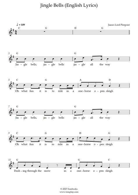 Vive le vent (paroles anglaises) (Pierpont) - Partition Chant