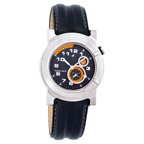Fastrack Quartz Analog Black Dial Leather Strap Watch for Guys
