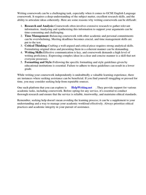 Image result for GCSE Coursework Examples W5