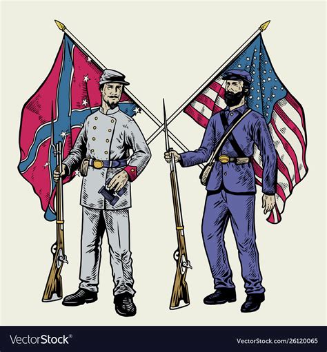Hand drawing vintage style american civil war Vector Image