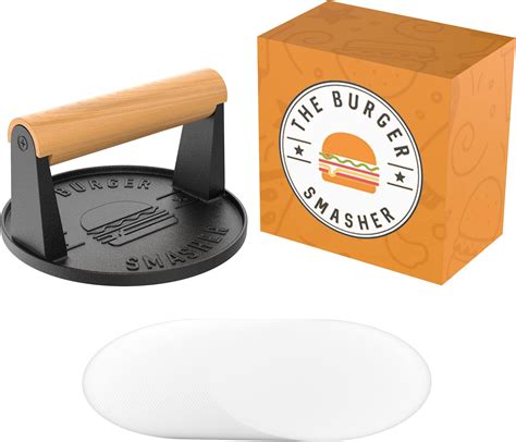 Amazon.com: The Burger Smasher™ Pre-Seasoned Heavy Duty Cast Iron Smash ...