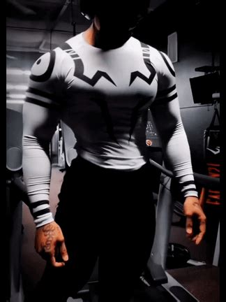 White Printed Compressed Gym Wear - SUKUNA Full Sleeve Tee | AIGenz Sp
