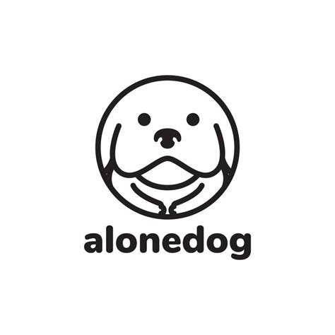 Fat dog cute with circle line logo design vector graphic symbol icon ...