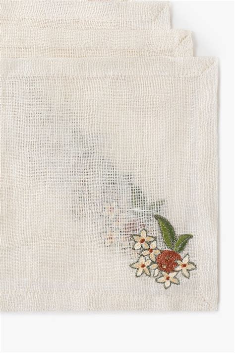 Set Of 6- Tangerine Linen Tea Napkins