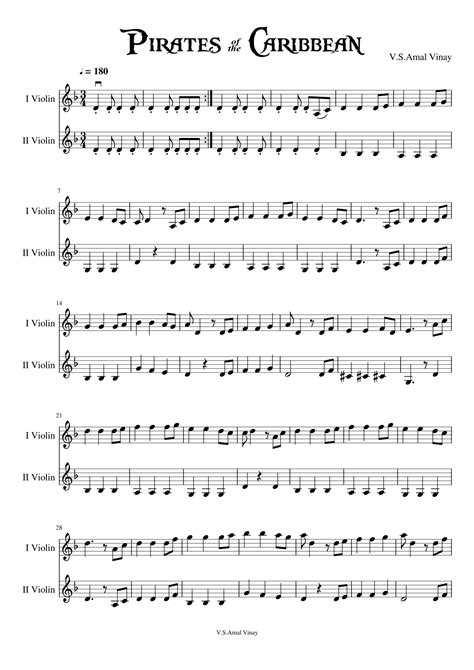 He's a Pirate (Pirates of the Caribbean Theme) (arr. V. S. AMAL VINAY ...