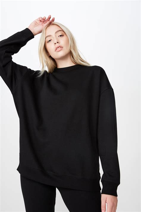 Oversized crew neck sweater - black Factorie Hoodies & Sweats ...