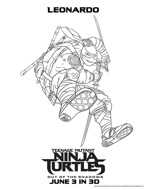 Teenage Mutant Ninja Turtles Coloring Pages Leonardo - Free Printable ...