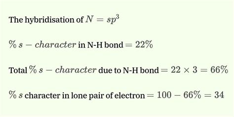 Calculate the % s - character in the lone pair electron of NH3 , where ...