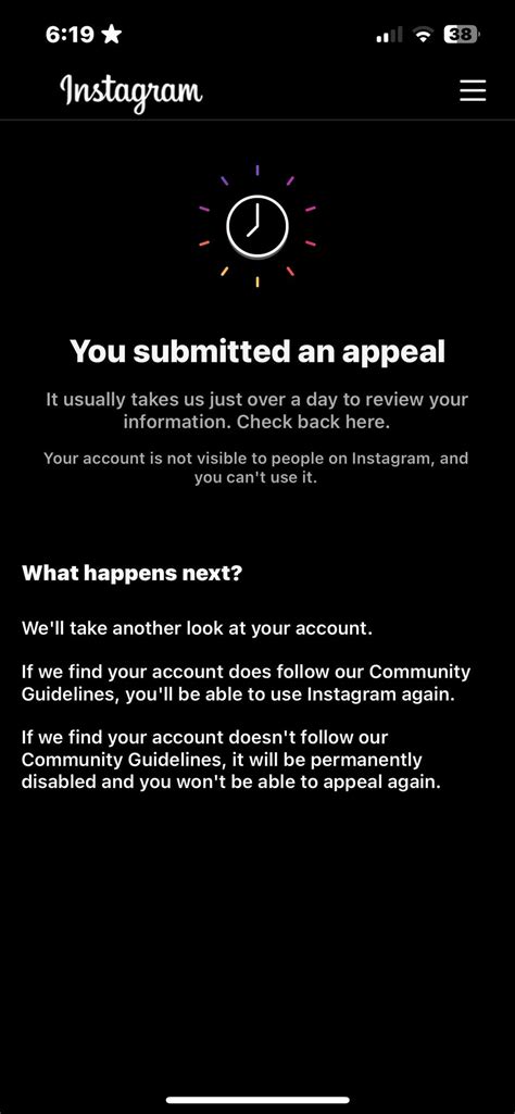 you submitted an appeal : r/Instagram