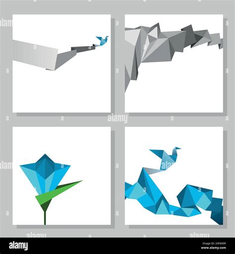 Vector abstract origami cards, geometric modern template Stock Vector ...
