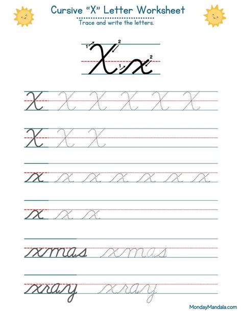 10 Cursive X Worksheets (Free Letter Writing Printables)