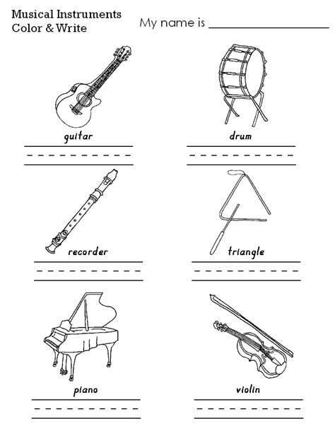 Musical Instrument Worksheet 的图像结果