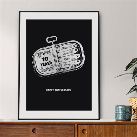 10th Tin Wedding Anniversary Print, Tin Wedding Anniversary Gift ...