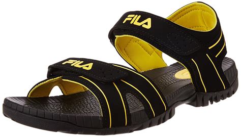 Fila Men's Connector Black and Yellow Sandals and Floaters -9 UK/India ...