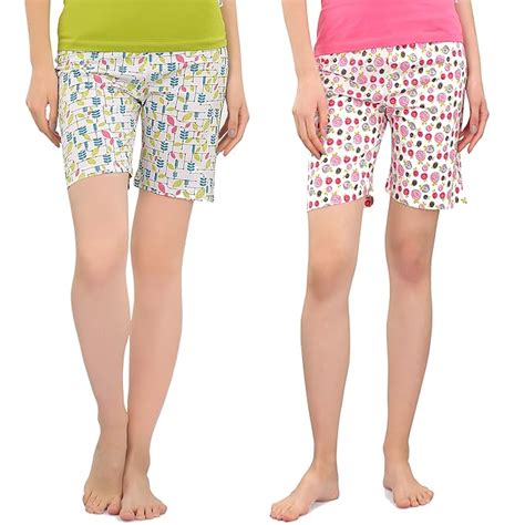Zebu Women's Cotton Printed Shorts (Medium) Pack of 2 : Amazon.in: Fashion