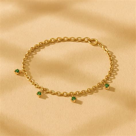 Emerald Drop Bracelet | 925 Sterling Silver Bracelet | AJJ