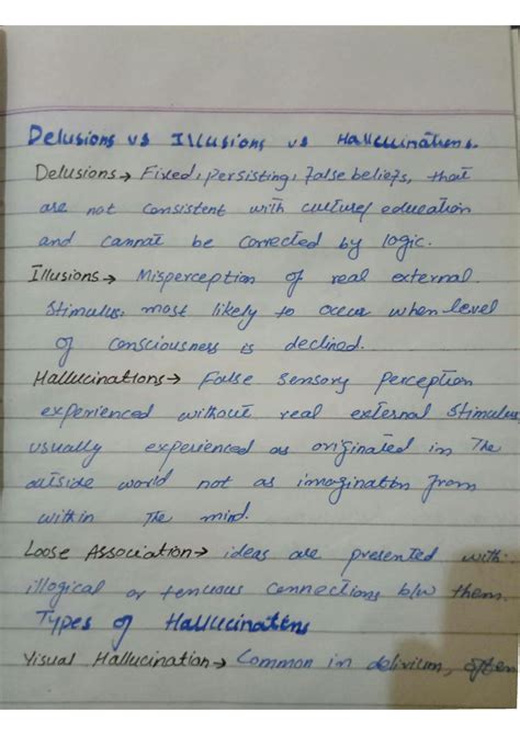 SOLUTION: Psychology delusions vs illusions vs hallucinations types of hallucinations list of 20 ...