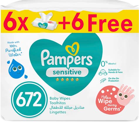 Pampers Sensitive Protect Baby Wipes with 100% Purified Water for Hands ...